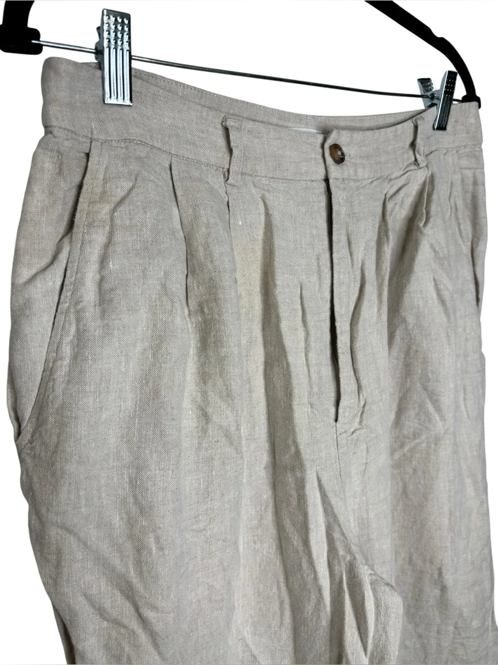 Reformation Beige Linen Trousers Pants Size 10 Minimalist Contemporary